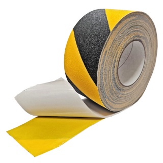 75mm Wide Black-Yellow Anti-slip Hazard Deck Tread Self-adhesive Tape | Re: HC010028