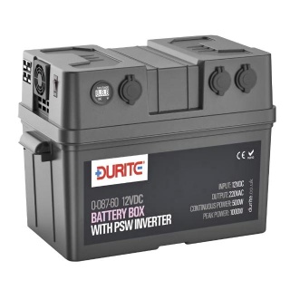 0-087-60 Durite 12VDC 500W Battery Box with built-in PSW Inverter Charger