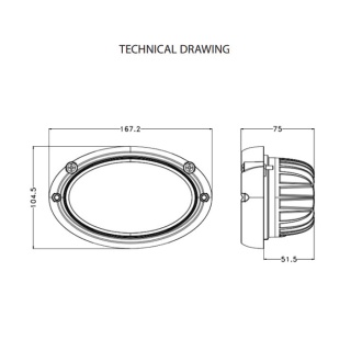 0-420-18 Durite 8 x 3W Oval Work Lamp With Oval Bezel & DT Connector