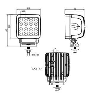 0-420-32 Durite 12V-24V 80W LED Work Lamp With DT Connector