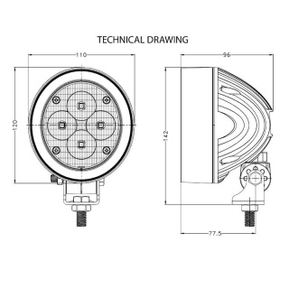 0-420-33 12V-24V DC 40W Oval LED Work Lamp with DT Connector