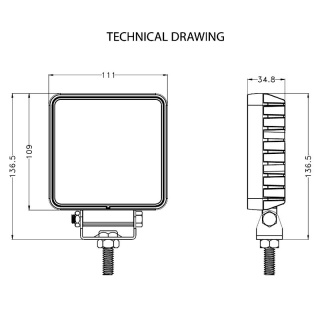 0-420-34 Durite 12V-24V Hive Lens LED Square Work Lamp