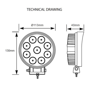 0-420-47 Durite 12V-24V DC 9 x 3W LED Round Work Lamp - IP67