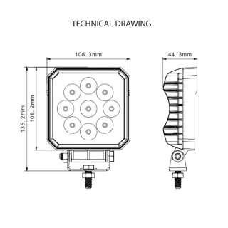 0-421-20 Durite 12V-24V ADR 9 x 3W LED Square Work Lamp - IP67 and IP69K