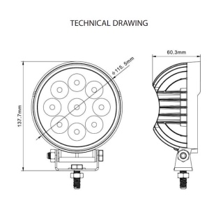 0-421-21 Durite 12V-24V ADR 9 x 3W LED Round Work Lamp - IP67 and IP69K