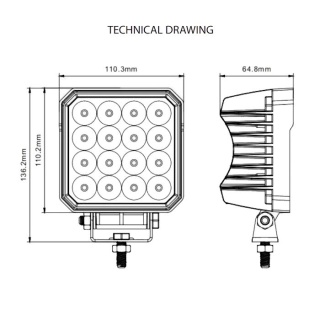 0-421-22 Durite 16 x 3W ADR Approved LED Work Lamp With DT Connector 12-24V