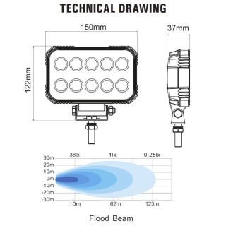 0-421-70 15W Universal LED Work Lamp With Wide Angle Flood Beam