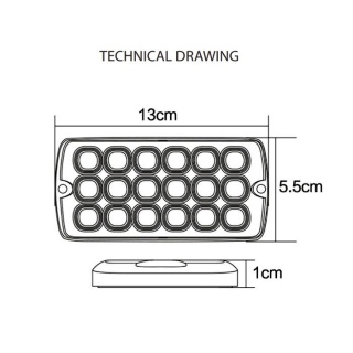 0-441-76 High Intensity 18 Amber LED Warning Light (19 Flash Patterns)