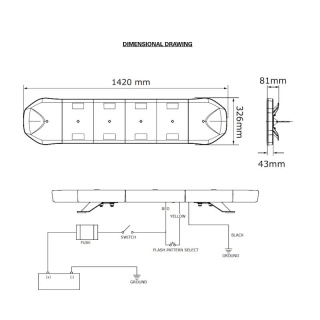 0-443-43 Durite 12V-24V R65 and R10 5Ft Amber LED Flashing Light Bar