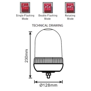 0-445-26 Durite 12V-24V 1-Bolt Fixing Amber LED Beacon