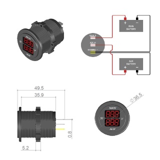 0-534-05 Durite 12-48V LCD Multivoltage Dual Battery Voltmeter