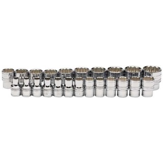 34561 | Loose Metric Socket Set 1/2'' Square Drive Polished Chrome (23 Piece)