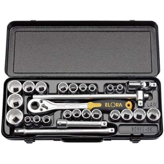 50650 | Elora Metric and Imperial Socket Set 1/2'' Square Drive (28 Piece)