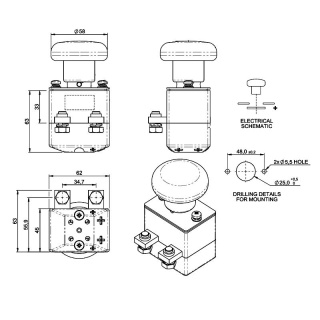 ED250-25 Albright Heavy-duty Emergency Stop Switch 250A 48V Maximum