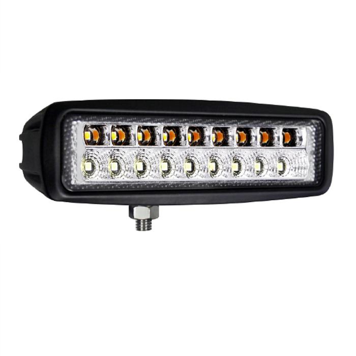 0-420-15 12V-24V R10 LED Flood Beam Work Lamp With Amber Warning