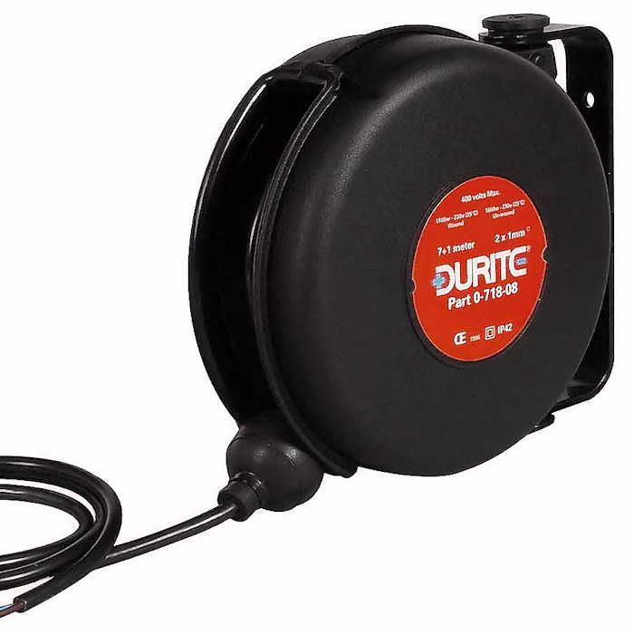 0-718-08  Durite Retractable Cable Reel - 240Vac Twin-core