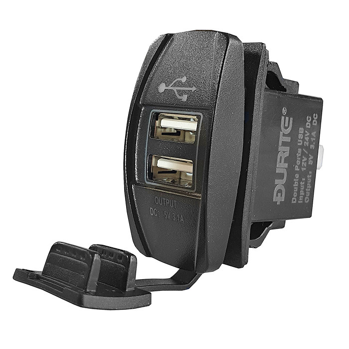 0-790-00  Durite Black 12-24V Fast Charge USB Socket With 2 Ports