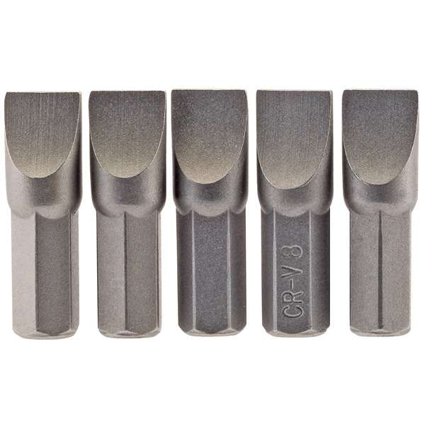 64013 | Plain Slot Insert Bit 8.0mm 1/4'' Hex 25mm Long (Pack of 5)