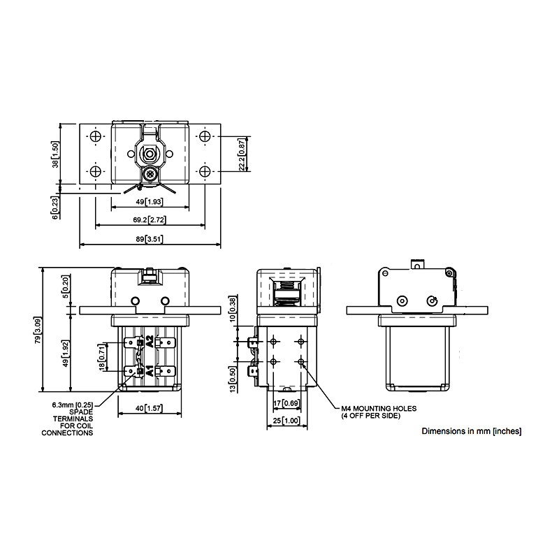 SW250-1085 | Albright 80Vdc Single-acting Contactor 250A