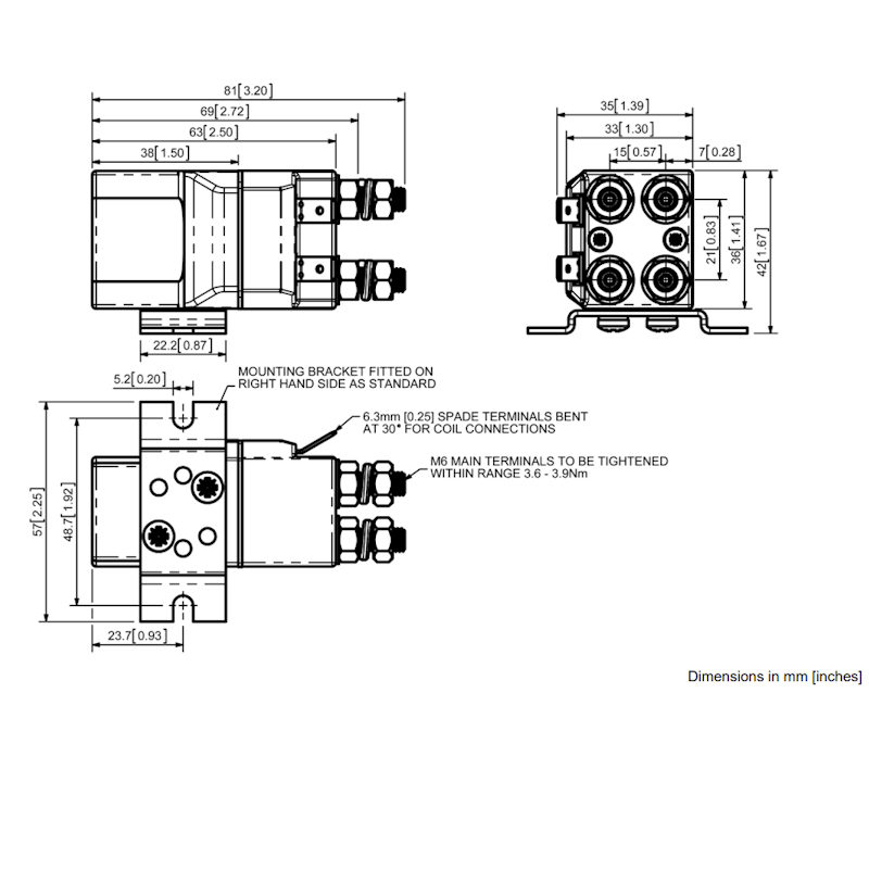 SW68-63P | Albright 72Vdc 80A Switch Solenoid - Continuous