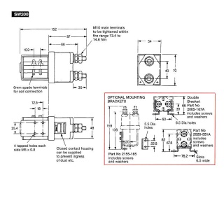 SW200-21 Albright 72-80V Single-acting Solenoid Contactor - Continuous