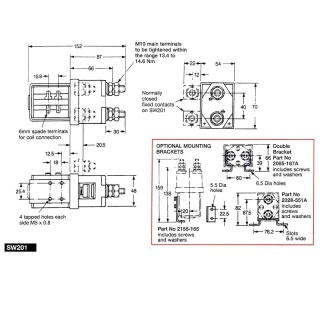 SW201N-247 Albright 72V Single-pole Double-throw Solenoid Contactor - Continuous