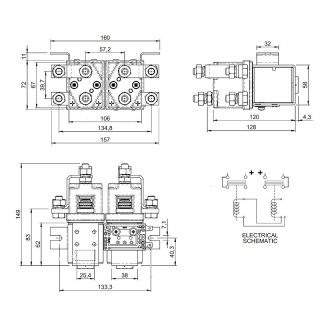 SW205N-71 Albright 2 x SW201 125V DC Contactors on a bracket - Continuous